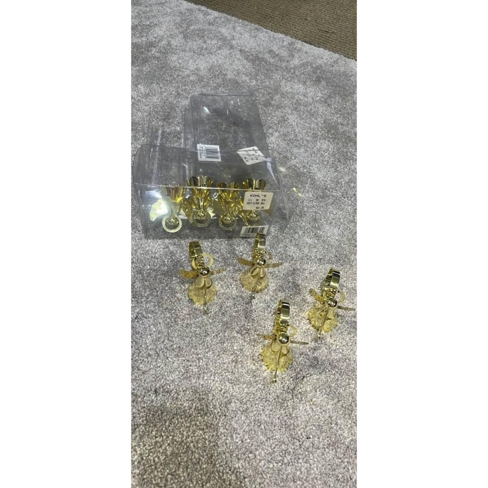 Kohls Gold Angel Napkin Rings Set of 8 Trumpet Winged Christmas Holiday Decor